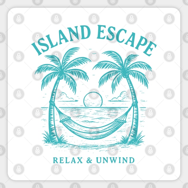 Island Escape - Relax and Unwind Hammock Beach Sunset Design Magnet by WarFX Designs